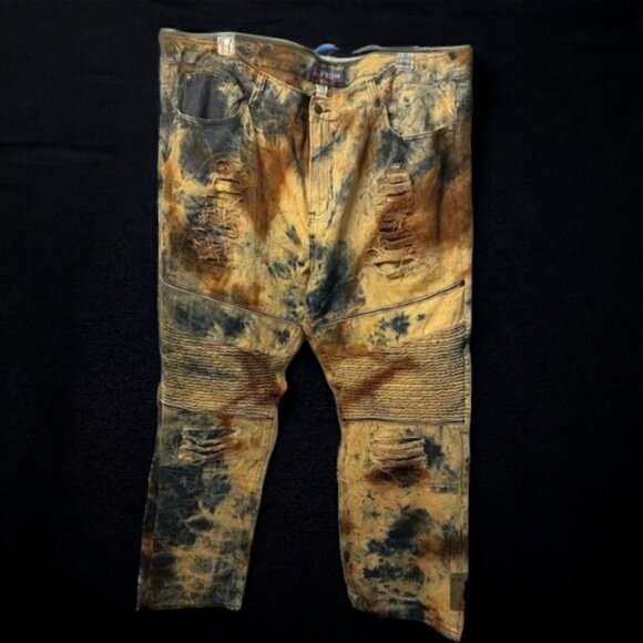 1738 Dynasty Men’s Tie Dyed Distressed Jeans Size 48 - Picture 3 of 13